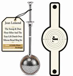 Introducing The Easy-Lift Dutch Oven Silicone Bread Sling & Scoop & Dust Flour Sifter Combo. A Premium Sourdough Bread Mat & Artisanal Flour Dusting Wand Bread Baking Supplies Set (2pcs) Introducing The Easy-Lift Dutch Oven Silicone Bread Sling & Scoop & Dust Flour Sifter Combo. A Premium Sourdough Bread Mat & Artisanal Flour Dusting Wand Bread Baking Supplies Set (2pcs)
