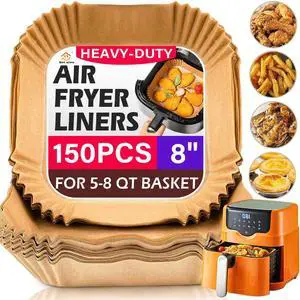 Air Fryer Liners Disposable 150Pcs, 8" Square Parchment Paper Liner for Air Fryer, Baking, Roasting and Microwave, Non-Stick Airfyer Liners Accessories Air Fryer Liners Disposable 150Pcs, 8" Square Parchment Paper Liner for Air Fryer, Baking, Roasting and Microwave, Non-Stick Airfyer Liners Accessories
