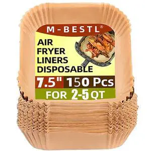7.5 Inch Air Fryer Parchment Paper Liners Square,150 Pcs Non-stick &Oil-proof Air Fryer Liners Disposable for 2-5 QT Frying,Baking,Roast 7.5 Inch Air Fryer Parchment Paper Liners Square,150 Pcs Non-stick &Oil-proof Air Fryer Liners Disposable for 2-5 QT Frying,Baking,Roast