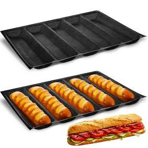 Silicone Perforated Baking Forms Sandwich Mold French Baguette Bread Pan Mat 5 Loaf Non Stick Baking Liners for Home Kitchen Silicone Perforated Baking Forms Sandwich Mold French Baguette Bread Pan Mat 5 Loaf Non Stick Baking Liners for Home Kitchen