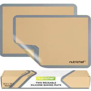 Silicone Baking Mats - 2 Non-stick Food-Grade Silicone Mats - Perfect for Full Baking Pans 24.4 x 16.5 IN - Oven-safe Up to 480 Degrees F - Suitable for Ovens, Freezers, & Dishwashers - Grey Silicone Baking Mats - 2 Non-stick Food-Grade Silicone Mats - Perfect for Full Baking Pans 24.4 x 16.5 IN - Oven-safe Up to 480 Degrees F - Suitable for Ovens, Freezers, & Dishwashers - Grey