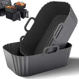 Air Fryer Liners 2 Pack, Reusable Liners for Ninja Foodi Dual DZ201 DZ401 DZ550 DZ320, COSORI 9QT, Instant & Chefman, Fits 810QT Dual Basket Air Fryers Air Fryer Liners 2 Pack, Reusable Liners for Ninja Foodi Dual DZ201 DZ401 DZ550 DZ320, COSORI 9QT, Instant & Chefman, Fits 810QT Dual Basket Air Fryers