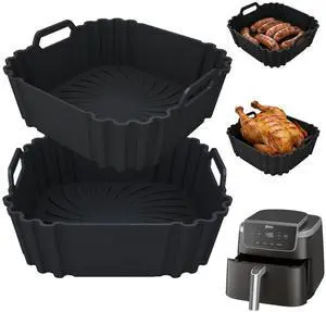 Silicone Air Fryer Liners 2 Pack, Reusable Silicone Air fryer basket liners for Ninja AF141 181, 8.5 Inch Air Fryer Liners for COSORI 5-6.5 QT,Large Air Fryer Accessories Silicone Air Fryer Liners 2 Pack, Reusable Silicone Air fryer basket liners for Ninja AF141 181, 8.5 Inch Air Fryer Liners for COSORI 5-6.5 QT,Large Air Fryer Accessories
