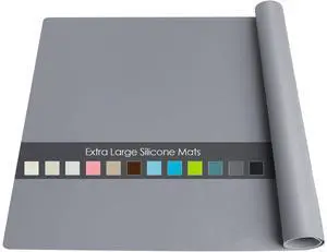 Extra Large Silicone Table Mat, Genuine Food-Grade Silicone Mat for Crafts Kids Dinner Placemat Desk Countertop Waterproof Protector Heat Insulation Kitchen Pastry Rolling Dough Pad (Dark Gray) Extra Large Silicone Table Mat, Genuine Food-Grade Silicone Mat for Crafts Kids Dinner Placemat Desk Countertop Waterproof Protector Heat Insulation Kitchen Pastry Rolling Dough Pad (Dark Gray)