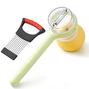 Kitchen Set Stainless Steel Onion Holder Slicer with 10 Forks, Peeler with Storage Box, 3-in-1 Cup Lid & Gap Brush for Slicing Potato, Avocado, Eggs, Lemon, Meat Kitchen Set Stainless Steel Onion Holder Slicer with 10 Forks, Peeler with Storage Box, 3-in-1 Cup Lid & Gap Brush for Slicing Potato, Avocado, Eggs, Lemon, Meat