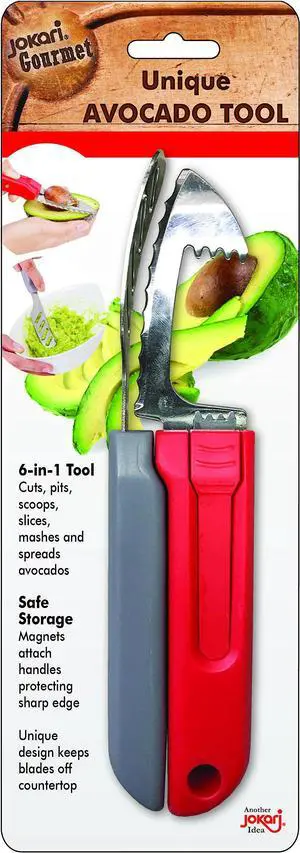 Avocado Tool, 6-in-1 Opener Knife, Cutter, Pitter, Scooper, Slicer, Masher & Spreader - Best Kitchen Utensil for Avocados and Perfect Guacamole Maker - Dishwasher Safe by Jokari Gourmet Avocado Tool, 6-in-1 Opener Knife, Cutter, Pitter, Scooper, Slicer, Masher & Spreader - Best Kitchen Utensil for Avocados and Perfect Guacamole Maker - Dishwasher Safe by Jokari Gourmet