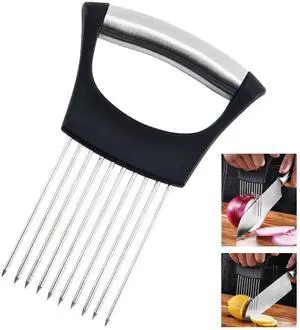 Stainless Steel Onion Holder for Slicing, Lemon Slicer Onion Cutter, Vegetable Cutter for Potato and Tomato, Avocados, Eggs, Food Slicer Assistant Tool for Fruit and Meat Stainless Steel Onion Holder for Slicing, Lemon Slicer Onion Cutter, Vegetable Cutter for Potato and Tomato, Avocados, Eggs, Food Slicer Assistant Tool for Fruit and Meat
