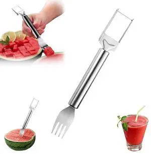 2-in-1 Stainless Steel Fruit Cutter, Upgraded Watermelon Slicer, Dual Head Fruit Forks for Home, Kitchen, Camping (1PCS) 2-in-1 Stainless Steel Fruit Cutter, Upgraded Watermelon Slicer, Dual Head Fruit Forks for Home, Kitchen, Camping (1PCS)
