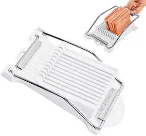 Heavy Duty Luncheon Meat Slicer, Egg Cutter with 10 Precise Slices, Stainless Steel Kitchen Slicing Tool for Egg,Bananas, Avocados,Luncheon (White, 10 slicer) Heavy Duty Luncheon Meat Slicer, Egg Cutter with 10 Precise Slices, Stainless Steel Kitchen Slicing Tool for Egg,Bananas, Avocados,Luncheon (White, 10 slicer)