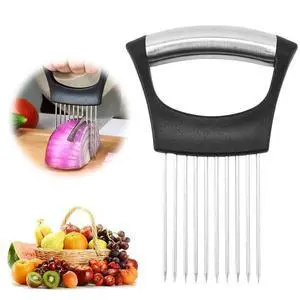 Onion Holder for Slicing, Stainless Steel Slicer Onion Cutter for Slicing, Vegetable Cutter for Potato and Tomato, Lemon Avocados, Eggs, Food Slicer Assistant Tool (1 PCS) Onion Holder for Slicing, Stainless Steel Slicer Onion Cutter for Slicing, Vegetable Cutter for Potato and Tomato, Lemon Avocados, Eggs, Food Slicer Assistant Tool (1 PCS)