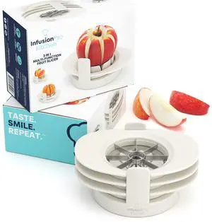 3 in 1 Apple Corer, Citrus Slicer, Mango Cutter, Tomato Wedges - Heavy Duty Stainless Steel Fruit & Vegetable Cutter with Safety Base 3 in 1 Apple Corer, Citrus Slicer, Mango Cutter, Tomato Wedges - Heavy Duty Stainless Steel Fruit & Vegetable Cutter with Safety Base