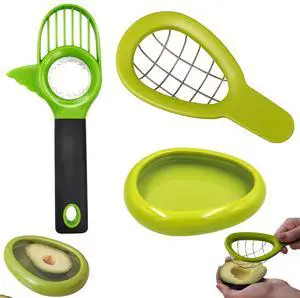 3PCS Avocado Slicer Set, 3-in-1 Avocado Tool for Easy Slicing and Pitting, Stainless Steel Avocado Cutter with Long Handle, Durable Kitchen Gadget for Avocado Preparation and Avocado Saver 3PCS Avocado Slicer Set, 3-in-1 Avocado Tool for Easy Slicing and Pitting, Stainless Steel Avocado Cutter with Long Handle, Durable Kitchen Gadget for Avocado Preparation and Avocado Saver