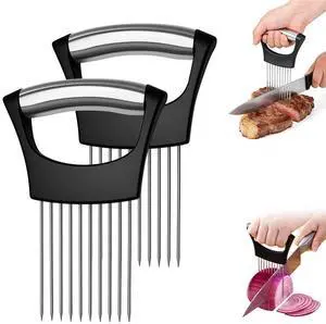 Stainless Steel Onion Holder for Slicing, Onion Slicer and Cutter, Kitchen Utensil for Onions, Tomatoes, Avocados, Eggs, Meat and Vegetables (2Pcs) Stainless Steel Onion Holder for Slicing, Onion Slicer and Cutter, Kitchen Utensil for Onions, Tomatoes, Avocados, Eggs, Meat and Vegetables (2Pcs)