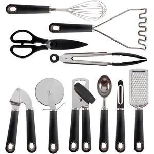 Kitchen Gadget Set Stainless Steel Utensils with Soft Touch Handles, 7 Pieces, Stainless Steel Black Kitchen Gadget Set Stainless Steel Utensils with Soft Touch Handles, 7 Pieces, Stainless Steel Black