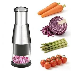 Manual Food Chopper, Stainless Steel Hand Press Vegetable and Garlic Mincer Manual Food Chopper, Stainless Steel Hand Press Vegetable and Garlic Mincer