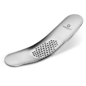 Stainless Steel Curved Garlic Presser or Cheese Grater, Curved Pressing & Grating Motion, Minimalist Design, Stylish Kitchen Essentials 205mm x 48mm / 8.07 inches x 1.89 inches Stainless Steel Curved Garlic Presser or Cheese Grater, Curved Pressing & Grating Motion, Minimalist Design, Stylish Kitchen Essentials 205mm x 48mm / 8.07 inches x 1.89 inches