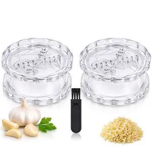 2PCS Garlic Twister Mincer, Transparent Manual Garlic Chopper Tool with Cleaning Brush, Twist Garlic Mincer for Ginger, Onion, Herbs, Nuts, Kitchen Prep Gadget 2PCS Garlic Twister Mincer, Transparent Manual Garlic Chopper Tool with Cleaning Brush, Twist Garlic Mincer for Ginger, Onion, Herbs, Nuts, Kitchen Prep Gadget