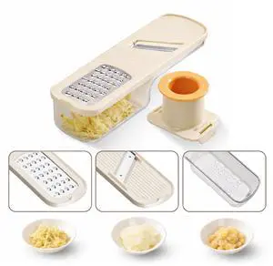 3 in 1 mini Ginger Garlic Grinder Super Thin, Multifunctional Mandoline slicer Grater with Hand Guard, Easy Grip Handheld Kitchen Tool, for Camping Cooking and Picnic (White) 3 in 1 mini Ginger Garlic Grinder Super Thin, Multifunctional Mandoline slicer Grater with Hand Guard, Easy Grip Handheld Kitchen Tool, for Camping Cooking and Picnic (White)