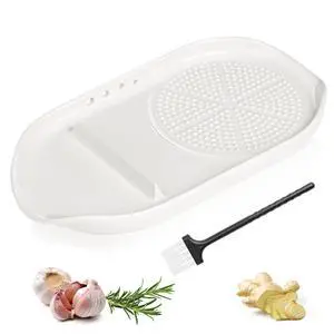 4 in 1 Ceramic Garlic Grater with Egg Cracker,Spoon Rest and Herb Stripper, Ginger Grater Plate for Grinding Wasabi Fruits Vegetables Ginger Garlic Cheese(6.76inx3.7in) 4 in 1 Ceramic Garlic Grater with Egg Cracker,Spoon Rest and Herb Stripper, Ginger Grater Plate for Grinding Wasabi Fruits Vegetables Ginger Garlic Cheese(6.76inx3.7in)