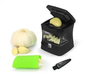 Garlic-A-Peel Garlic Press, Crusher, Cutter, Mincer, and Storage Container - Includes Silicone Garlic Peeler - Easy to Clean - Stainless Steel Blades (Black), standard Garlic-A-Peel Garlic Press, Crusher, Cutter, Mincer, and Storage Container - Includes Silicone Garlic Peeler - Easy to Clean - Stainless Steel Blades (Black), standard