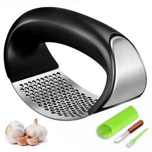 Garlic Press Rocker, Stainless Steel Garlic Mincer Crusher Professional Kitchen Gadgets Garlic Chopper with Ergonomic Handle, Silicone Garlic Peeler Garlic Press Rocker, Stainless Steel Garlic Mincer Crusher Professional Kitchen Gadgets Garlic Chopper with Ergonomic Handle, Silicone Garlic Peeler
