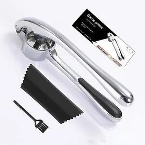 Premium Garlic Press And Peel Set,Heavy Duty Garlic Crusher,Rust Proof Garlic Mincer Tool,Easy to Squeeze And Clean, Ergonomic Handle Includes Silicone Garlic Peeler And Brush (Sivler) Premium Garlic Press And Peel Set,Heavy Duty Garlic Crusher,Rust Proof Garlic Mincer Tool,Easy to Squeeze And Clean, Ergonomic Handle Includes Silicone Garlic Peeler And Brush (Sivler)