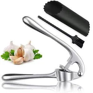 with Peeler and Brush | Easy Garlic Crusher | Dishwasher Safe | Zinc | Comfortable Handle with Peeler and Brush | Easy Garlic Crusher | Dishwasher Safe | Zinc | Comfortable Handle