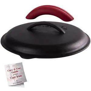 Cast Iron Lid - Fits 12"-Inch / 30.48-cm Lodge Skillet Frying Pans or Braiser + Silicone Handle Holder + Care Guide - Pre-Seasoned Replacement Cover - Indoor/Outdoor, Oven, Fire, BBQ Safe Cast Iron Lid - Fits 12"-Inch / 30.48-cm Lodge Skillet Frying Pans or Braiser + Silicone Handle Holder + Care Guide - Pre-Seasoned Replacement Cover - Indoor/Outdoor, Oven, Fire, BBQ Safe