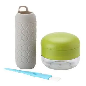 Piece Garlic Press and Chopper Set, with Silicone Garlic Peeler and Cleaning Brush, Gray and Green Piece Garlic Press and Chopper Set, with Silicone Garlic Peeler and Cleaning Brush, Gray and Green