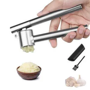 Garlic Press Garlic Mincer & Crusher Stainless Steel Garlic Press Set for Kitchen with Brush & Peeler, Kitchen for Garlic, Garlic Presser Easy to Clean Easy Squeeze Rust Proof (Small A - Set) Garlic Press Garlic Mincer & Crusher Stainless Steel Garlic Press Set for Kitchen with Brush & Peeler, Kitchen for Garlic, Garlic Presser Easy to Clean Easy Squeeze Rust Proof (Small A - Set)