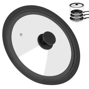 Universal Lid for Pots Pans and Skillets, Pan Cover Fit 9", 9.5",10" Diameter Cookware, Silicone Replacement Lids with Tempered Glass for Frying Pans, Cast Iron Universal Lid for Pots Pans and Skillets, Pan Cover Fit 9", 9.5",10" Diameter Cookware, Silicone Replacement Lids with Tempered Glass for Frying Pans, Cast Iron