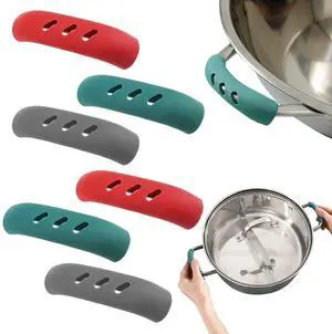 Silicone Pot Handle Covers, Heat Resistant, Non-Slip, for Cast Iron Skillet, Frying Pan, Metal Pan Silicone Pot Handle Covers, Heat Resistant, Non-Slip, for Cast Iron Skillet, Frying Pan, Metal Pan