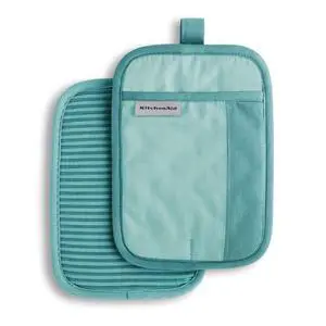 Beacon Two-Tone Non-Slip Pot Holder Set, Aqua Sky, 7"x10", 2 Piece Beacon Two-Tone Non-Slip Pot Holder Set, Aqua Sky, 7"x10", 2 Piece