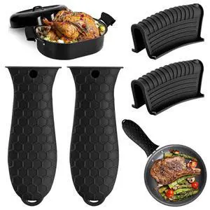 4 Pack Silicone Hot Handle Holder Cover Cast Iron Handle Cover Silicone Pot Holders Heat Resistant Assist Pan Handle Sleeve Non-Slip Pot Handle Covers for Cast Iron Skillet Metal Pan(Black) 4 Pack Silicone Hot Handle Holder Cover Cast Iron Handle Cover Silicone Pot Holders Heat Resistant Assist Pan Handle Sleeve Non-Slip Pot Handle Covers for Cast Iron Skillet Metal Pan(Black)