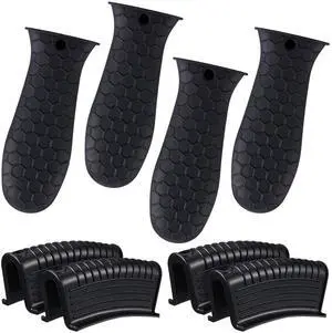 Silicone Pot Holders Set Cast Iron Handle Cover Heat Resistant Pot Handle Covers Potholder Non Slip Reusable Pan Sleeve for Frying Pan Kitchen Supplies(Black) Silicone Pot Holders Set Cast Iron Handle Cover Heat Resistant Pot Handle Covers Potholder Non Slip Reusable Pan Sleeve for Frying Pan Kitchen Supplies(Black)