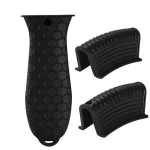 Cast Iron Skillet Handle Covers - 3 Pack Non-Slip Pot Handle Covers Potholder, Heat Resistant Silicone Pan Handle Sleeve for Cast Iron Skillet Metal Pan (Black) Cast Iron Skillet Handle Covers - 3 Pack Non-Slip Pot Handle Covers Potholder, Heat Resistant Silicone Pan Handle Sleeve for Cast Iron Skillet Metal Pan (Black)