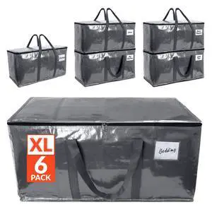 Moving Bags Heavy Duty (6 Pack) | Extra Large Totes for Storage & Packing | Small Space & Dorm Room Essentials | Packing Bags with Handles & Zippers | Alternative to Moving Boxes (Grey) Moving Bags Heavy Duty (6 Pack) | Extra Large Totes for Storage & Packing | Small Space & Dorm Room Essentials | Packing Bags with Handles & Zippers | Alternative to Moving Boxes (Grey)