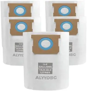 Universal 2-1/2" Port 5-8 Gallon Vac Bags, Type E 90661 9066166, Type H 90671 9067133; VF2004, VHBS VDBS High- Efficiency Disposable Vacuum Collection Filter Bags. 5 Pack Universal 2-1/2" Port 5-8 Gallon Vac Bags, Type E 90661 9066166, Type H 90671 9067133; VF2004, VHBS VDBS High- Efficiency Disposable Vacuum Collection Filter Bags. 5 Pack