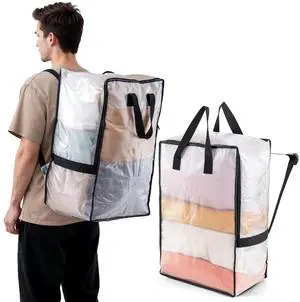Clear Moving Bags w/Adjustable Backpack Straps, Moving Supplies, Moving Boxes Alternative, Heavy Duty Storage Totes for College Packing, Camping Backpack for Travel, Dorm, Laundry Clear Moving Bags w/Adjustable Backpack Straps, Moving Supplies, Moving Boxes Alternative, Heavy Duty Storage Totes for College Packing, Camping Backpack for Travel, Dorm, Laundry