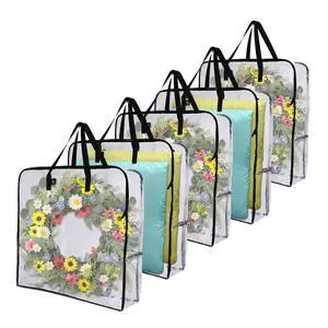 Summer Wreath Storage Bag, Spring, Christmas Decoration Garland Container, 30 Inch Clear Door Wreath Organizers, Moving Boxes, Packing Supplies for College (Square - 5 Pack) Summer Wreath Storage Bag, Spring, Christmas Decoration Garland Container, 30 Inch Clear Door Wreath Organizers, Moving Boxes, Packing Supplies for College (Square - 5 Pack)