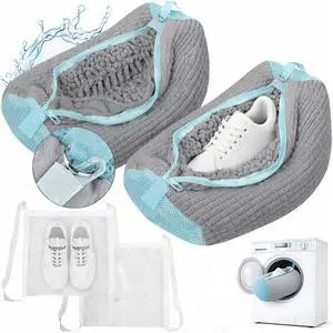 Shoe Washing Machine Bag, Shoe Laundry Bag for Washer and Dryer, Include Dry Net Bag, Reusable and Durable Zipper with Hook Design, Shoe Washing Bag for Sneaker (Gray, 2 Pack) Shoe Washing Machine Bag, Shoe Laundry Bag for Washer and Dryer, Include Dry Net Bag, Reusable and Durable Zipper with Hook Design, Shoe Washing Bag for Sneaker (Gray, 2 Pack)