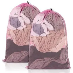 2 Pack Mesh Laundry Bags, 23 x 34 Inches Heavy Duty Mesh Laundry Bag, Large Laundry Drawstring Bag for College, Dorm, Travel, Family and Apartment Dwellers, Pink 2 Pack Mesh Laundry Bags, 23 x 34 Inches Heavy Duty Mesh Laundry Bag, Large Laundry Drawstring Bag for College, Dorm, Travel, Family and Apartment Dwellers, Pink