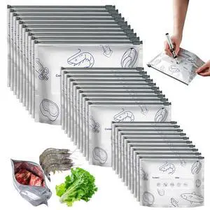 30PCS Reusable Aluminum Foil Sealable Storage Bags, 2026 New Resealable Vacuum Zipper Pouches for Food, Stand Up Foil Sealable Bags with Label and Zip Lock for Vegetable Fruit Meat (3 Size) 30PCS Reusable Aluminum Foil Sealable Storage Bags, 2026 New Resealable Vacuum Zipper Pouches for Food, Stand Up Foil Sealable Bags with Label and Zip Lock for Vegetable Fruit Meat (3 Size)