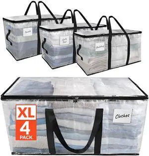 Moving Bags Heavy Duty (4 Pack) | Clear, Extra Large Totes Moving Bags Heavy Duty (4 Pack) | Clear, Extra Large Totes
