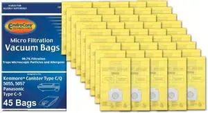 Premium Replacement Multi-layer Micro Filtration Vacuum Bags Compatible with Kenmore Canister Vacuums Type C/Q. 5055, 50557 and 50558 Panasonic Type C-5, 45 pack Premium Replacement Multi-layer Micro Filtration Vacuum Bags Compatible with Kenmore Canister Vacuums Type C/Q. 5055, 50557 and 50558 Panasonic Type C-5, 45 pack