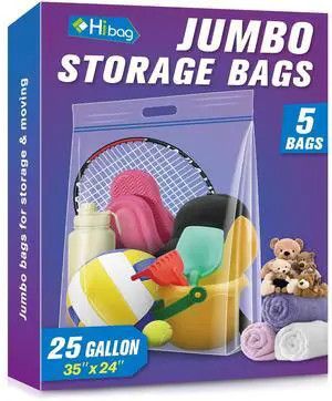 Gallon Jumbo Storage Bags, 35 x 24 Resealable Clear Bags with Handle, Extra Large XL Heavy Duty for Clothes Pillow Travel Moving, Pack of 5 Gallon Jumbo Storage Bags, 35 x 24 Resealable Clear Bags with Handle, Extra Large XL Heavy Duty for Clothes Pillow Travel Moving, Pack of 5