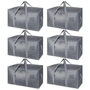 Oversized Moving Bags with Reinforced Handles, Heavy-Duty Storage Tote for Clothes, Moving Supplies (Winter Grey, 6-Pack) Oversized Moving Bags with Reinforced Handles, Heavy-Duty Storage Tote for Clothes, Moving Supplies (Winter Grey, 6-Pack)