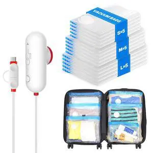 Travel Vacuum Storage Bags with USB Pump, Vacuum Packing Seal for Luggage and Suitcase, Space Saver for Clothes and Clothing Travel Travel Vacuum Storage Bags with USB Pump, Vacuum Packing Seal for Luggage and Suitcase, Space Saver for Clothes and Clothing Travel