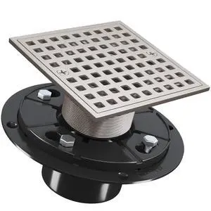 Inch Square Shower Drian with ABS Flange-SUS 304 Stainless Steel & CUPC Certified Shower Floor Drain-Removable Grid Cover-with Hair Strainer-Brushed Nickel Inch Square Shower Drian with ABS Flange-SUS 304 Stainless Steel & CUPC Certified Shower Floor Drain-Removable Grid Cover-with Hair Strainer-Brushed Nickel