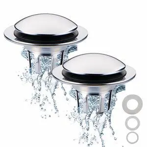 Chrome Plated Bathroom Sink Drain Strainer 1 1/8"-1 1/2", 2 Pack Chrome Plated Bathroom Sink Drain Strainer 1 1/8"-1 1/2", 2 Pack